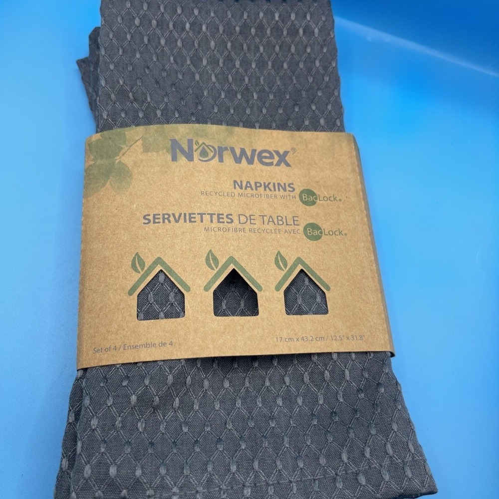Norwex Cloth Napkins Set of 4 New In Package Gray Recycled Microfiber